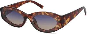 Women Polarized Oval Sunglasses UV400 Protection Retro Trendy Fashion Shades for Driving & Outdoor Wear