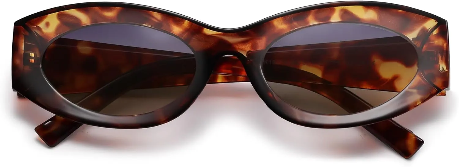 Women Polarized Oval Sunglasses UV400 Protection Retro Trendy Fashion Shades for Driving & Outdoor Wear