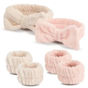 WSYUB Spa Headband and Wristband Set, Face Wash Headband Makeup Skincare Headband Wrist Bands for Washing Face,6pcs
